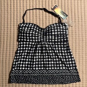 Black and White Polka Dot Halter Bathing Suit Top by Beach House, NWT!